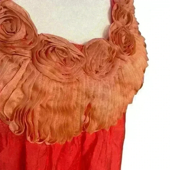 Faisca Sleeveless Blouse Racerback Floral Neckline Color: Coral Size M - Picture 5 of 10